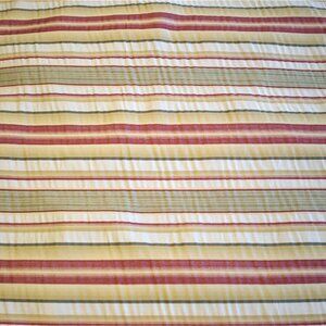 DEIRDRE RED GREEN WHITE STRIPES DRAPERY FURNITURE UPHOLSTERY FABRIC 55" L 53" W